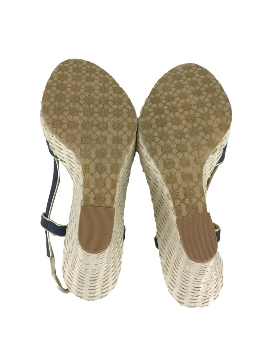 Lilly Pulitzer Navy Ashley Canvas Wedge Sandal NWOT